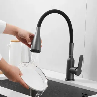 Смеситель для кухни Shevanik S843T-3 оружейная сталь/чёрный